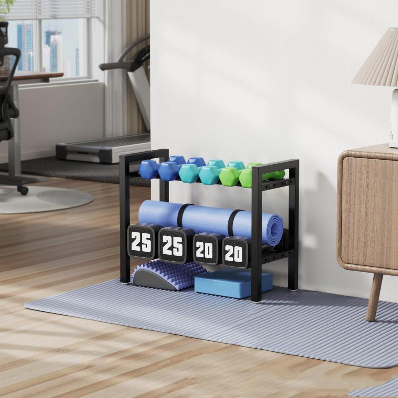 Sports Equipment Storage Rack - Porta manubri regolabile in metallo, supporto